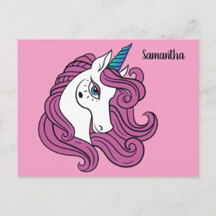 Carte postale personnalisée avec licorne mignonne