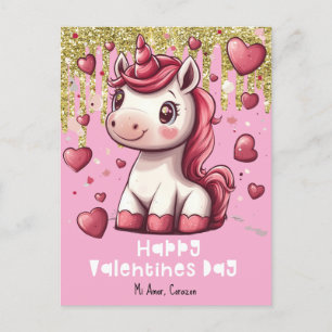 Carte postale personnalisée avec nom de licorne po