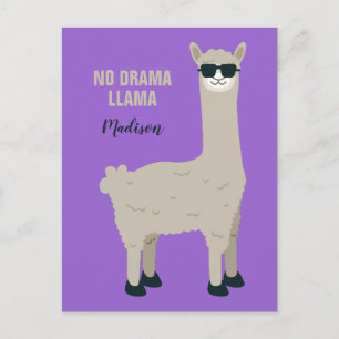 Carte postale personnalisée Cool Llama avec texte 