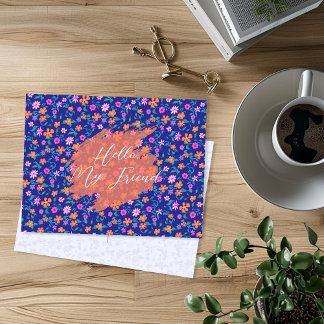 Carte postale personnalisée d'amitié à motif flora