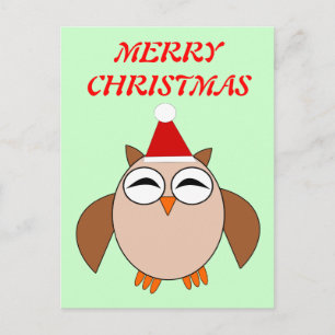 Carte postale personnalisée de la chouette de Noël