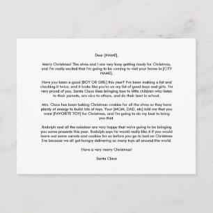 CARTE POSTALE PERSONNALISÉE DE PÈRE NOËL