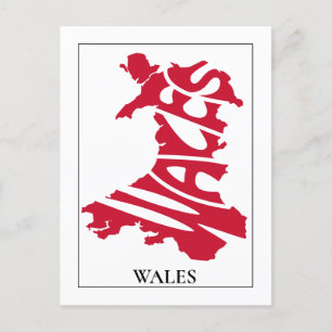 Carte postale personnalisée de Red Wales Typograph