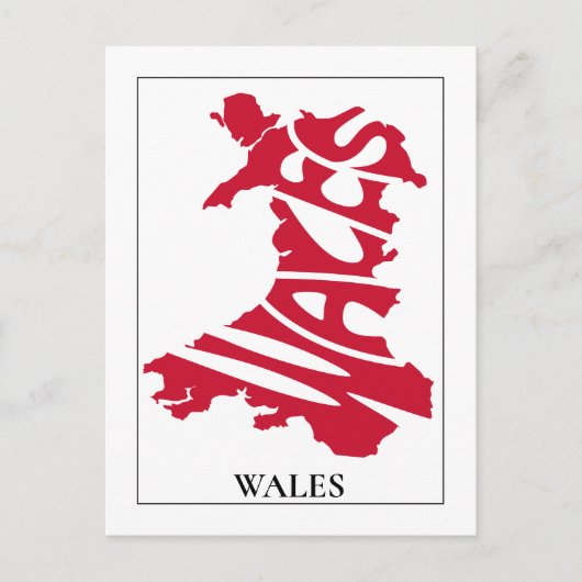 Carte postale personnalisée de Red Wales Typograph (Devant)