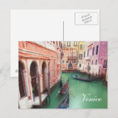 Carte postale personnalisée du canal de Venise (Devant / Derrière)