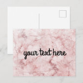 Carte postale personnalisée en marbre rose (Devant / Derrière)