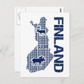Carte postale personnalisée FINLANDE MAP (Devant / Derrière)