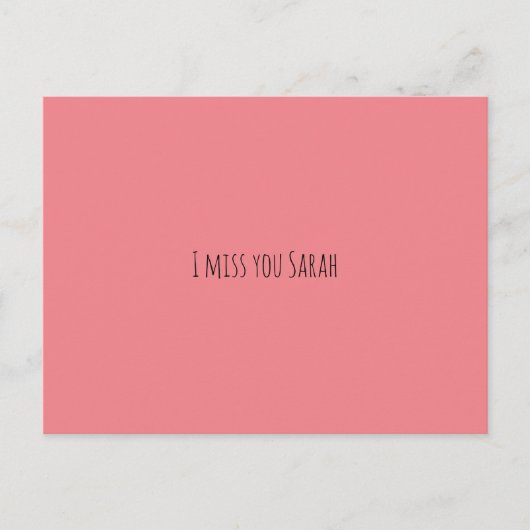 Carte postale personnalisée "I Miss You" - Rose mo (Devant)