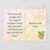 Carte postale personnalisée Kawaii Cactus Rainbow (Dos)