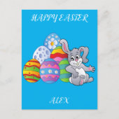 Carte postale personnalisée lapin et oeufs de Pâqu (Devant)