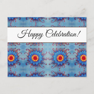Carte postale personnalisée Mandala Bleu pour célé