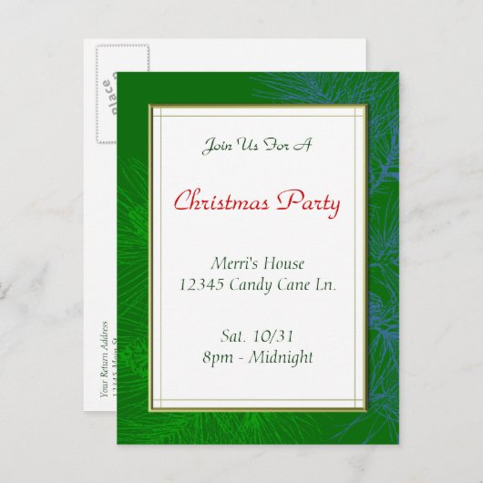 Carte postale personnalisée Motif de Noël Green Pi (Devant / Derrière)