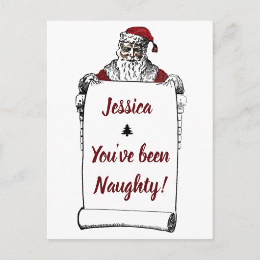 Carte Postale Personnalisée Naughty/Nice Funny Chr (Devant)
