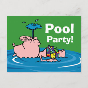 Carte postale personnalisée Piggy Pool Party
