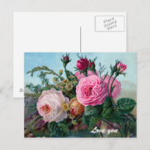 Carte postale personnalisée Rose victorienne vinta (Devant / Derrière)