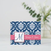 Carte postale personnalisée RSVP Pink Navy Mariage (Debout devant)
