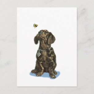 Carte Postale Personnaliser Dachshund et abeilles cadeaux d'art