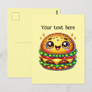 Carte Postale Personnaliser des amateurs de hamburger mignon