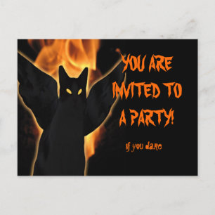 Carte Postale Personnaliser Éffrayant Chat Halloween Invitation 