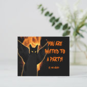 Carte Postale Personnaliser Éffrayant Chat Halloween Invitation (Debout devant)