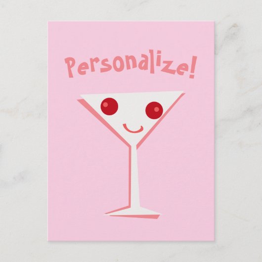 Carte Postale Personnaliser Happy Martini rose (Devant)