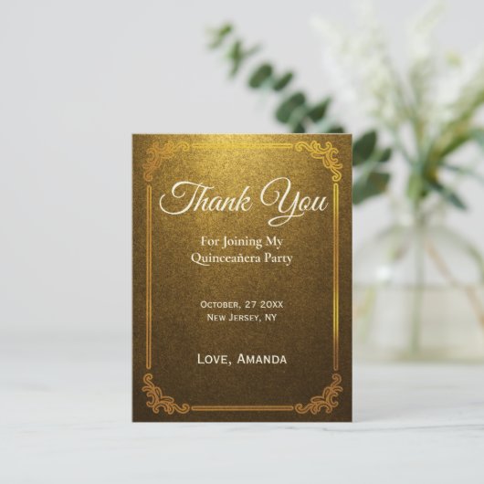 Carte Postale Personnaliser le Merci Gold pour rejoindre mon par (Debout devant)