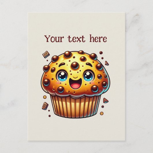 Carte Postale Personnaliser muffin à puce chocolat mignonne (Devant)