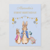 Carte Postale Personnaliser Peter lapin 1er Anniversaire Invitat (Devant)