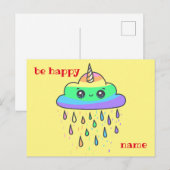Carte Postale Personnaliser Rainbow Cloud Unicorn (Devant / Derrière)