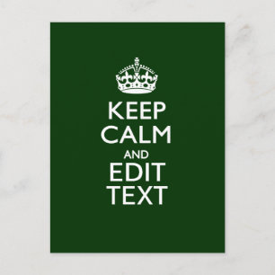 Carte Postale Personnalized Keep Calm And Have Your Text on Gree