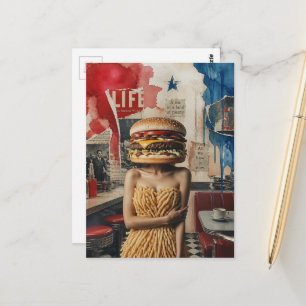 Carte Postale Personne Abstraite Surréaliste avec une Tête de Ch