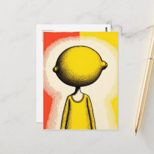 Carte Postale Personne avec un citron pour tête