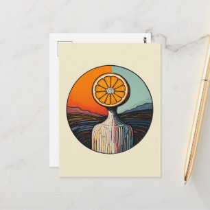 Carte Postale Personne avec une orange pour tête