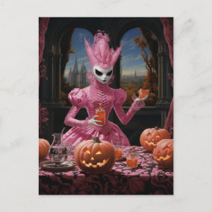 Carte Postale Personne de Halloween rose étrange