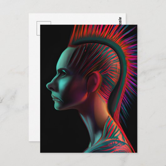 Carte Postale Personne dystopique avec Mohawk (Devant / Derrière)