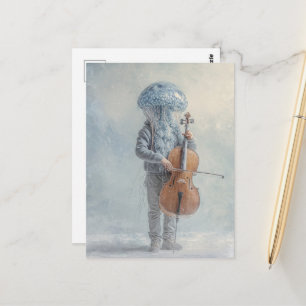 Carte Postale Personne Méduse Ridicule Faisant de la Musique