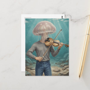 Carte Postale Personne Méduse Ridicule Faisant de la Musique dan