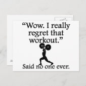 Carte Postale Personne N'A Jamais Dit : Je Regrette Cet Exercice (Devant / Derrière)