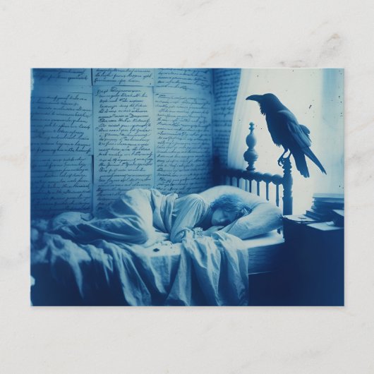 Carte Postale Personne qui dort et un corbeau (Devant)