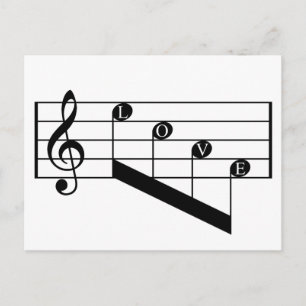 Carte Postale Personnel de musique Treble Clef Love Notes Design
