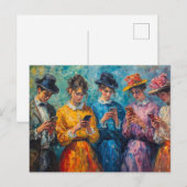 Carte Postale Personnes du 19e siècle utilisant des smartphones (Devant / Derrière)