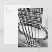 Carte Postale Perspective guitare acoustique Cordes Noir Blanc (Devant / Derrière)