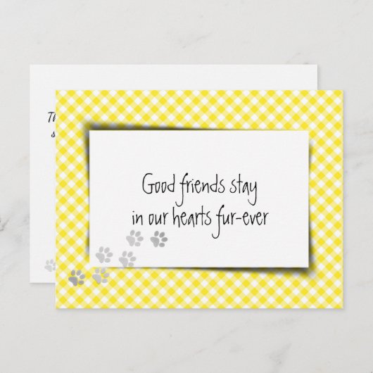 Carte Postale Perte de En vichy Jaune chez l'animal de compagnie (Devant / Derrière)