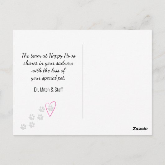 Carte Postale Perte de En vichy Jaune chez l'animal de compagnie (Dos)