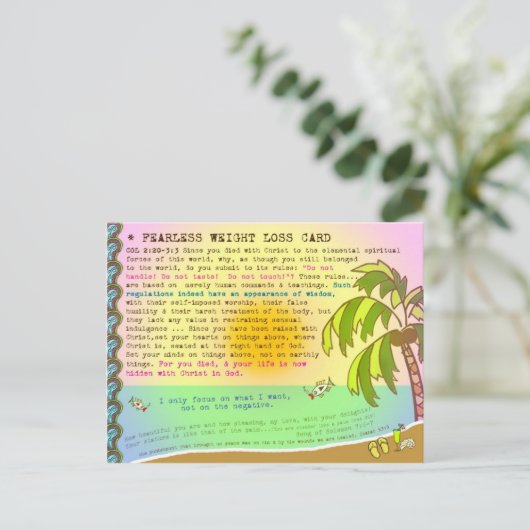 Carte Postale Perte de poids sans peur Écriture Confession (Debout devant)