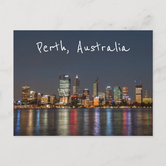 Carte Postale Perth, Australie, Skyline la nuit (Devant)