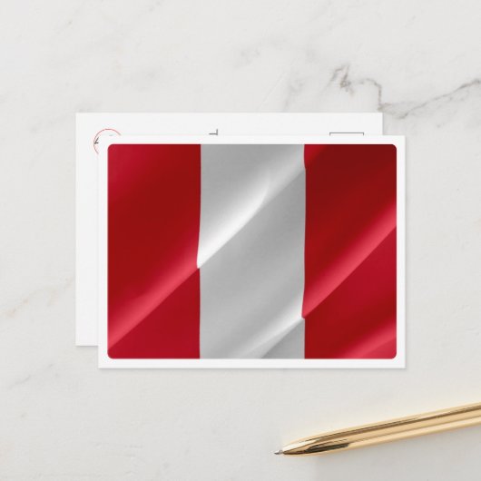 Carte Postale Peru - Peruvian Waving Flag - (Devant/Arrière en situation)