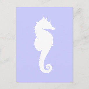 Carte Postale Pervenche et hippocampe blanc
