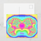 Carte Postale PETA ~ GRAS ~ FLUO ROSE ~ Conception Fractale 3D ~ (Devant / Derrière)