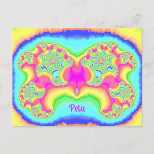 Carte Postale PETA ~ GRAS ~ FLUO ROSE ~ Conception Fractale 3D ~ (Devant)